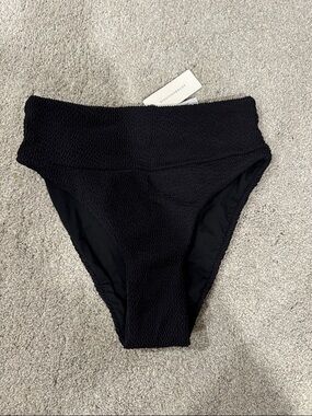 Malai Textured Wave High-Waisted Bikini Bottoms- Size Medium